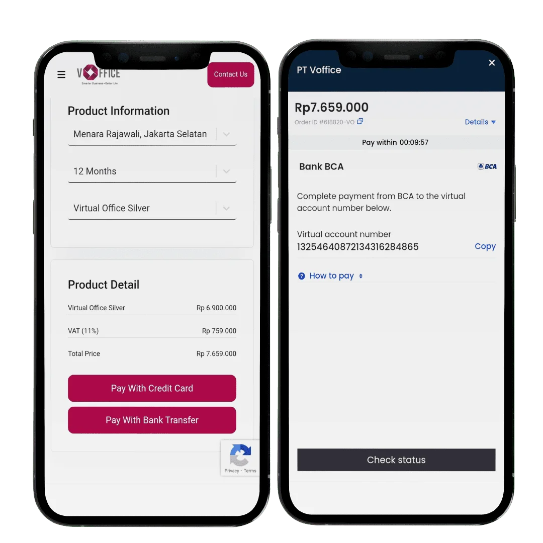 vOffice checkout mockup